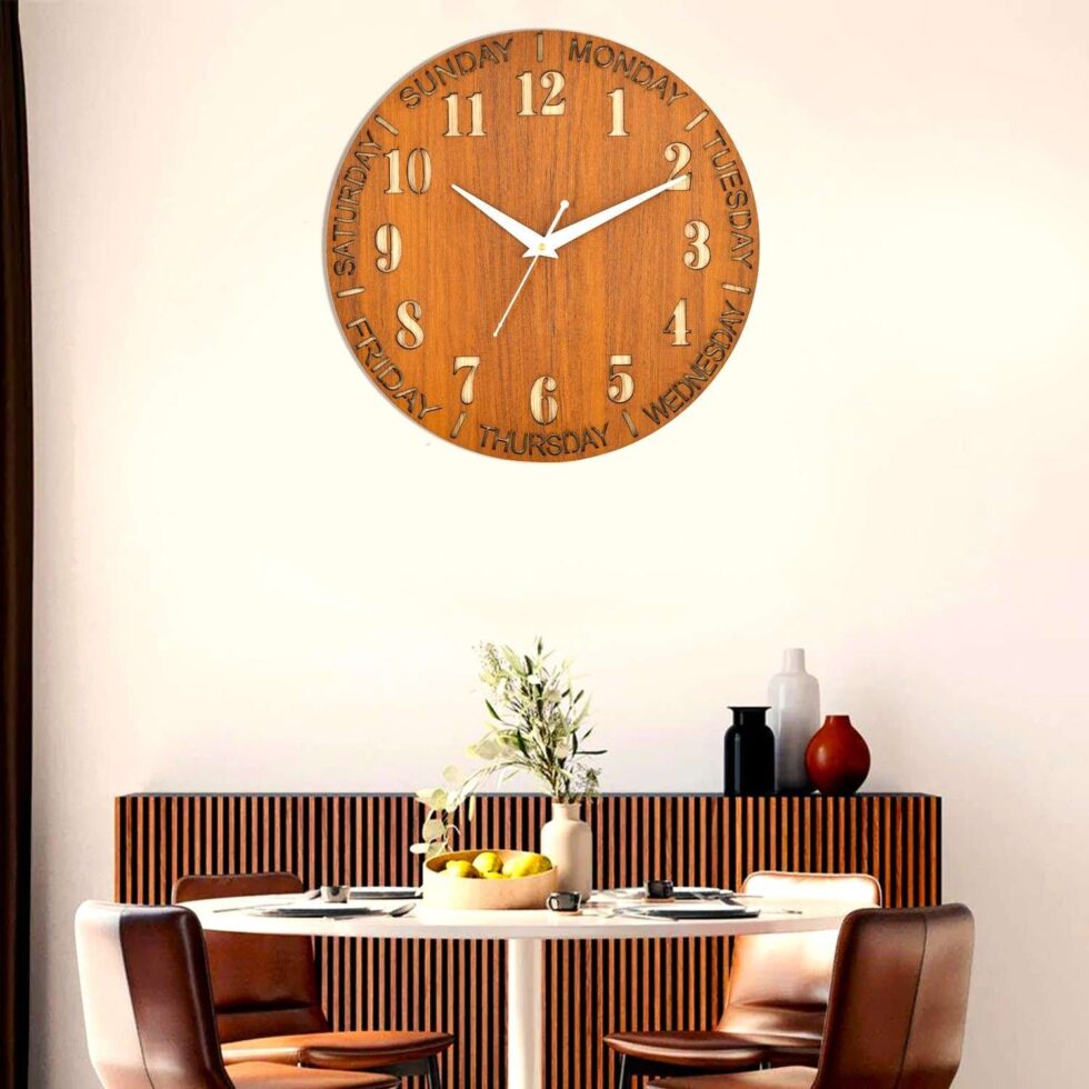 Wooden Silent Non-Ticking Wall Clock for Home Stylish Latest Designer Wall Clock for Home Living Room Bedroom Office Hall - AllHandmadeGoods