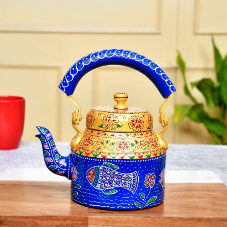 Festive Diwali hand-painted steel kettle, ideal for kitchen decor and gifting