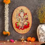 Artisan-crafted bamboo wall decor depicting Ganesh Ji, cultural Indian art for Diwali festive interiors