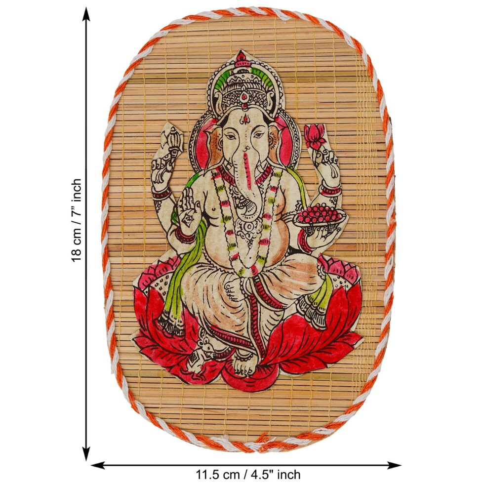 Ethnic bamboo wall art trio featuring Goddess Lakshmi, Lord Ganesha, and Saraswati, perfect Diwali gift set
