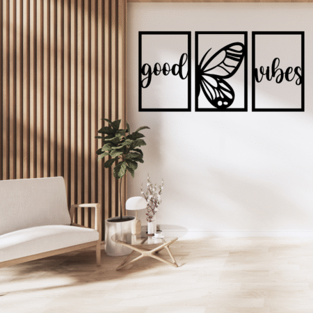 Positive quote butterfly metal wall art for stylish modern wall decoration.