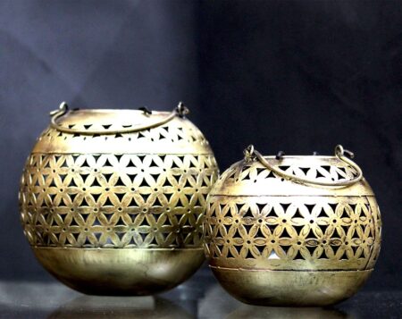 Traditional handcrafted brass lantern, eco-friendly festive decor for Diwali interiors