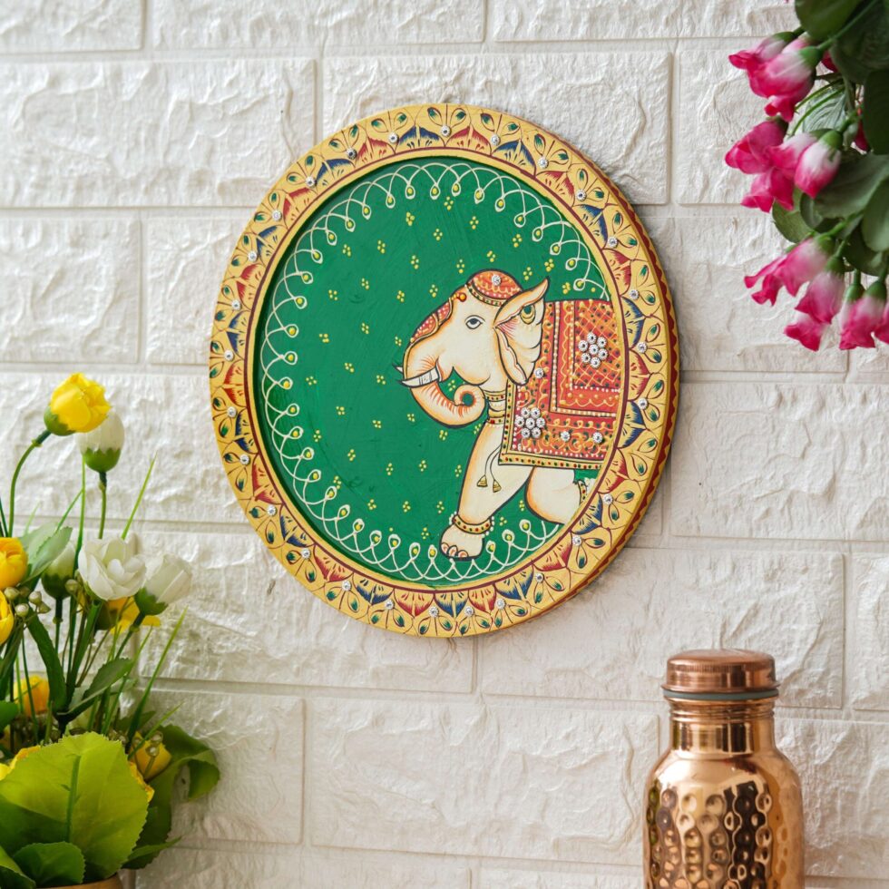 Beautiful elephant artwork with intricate border – handmade-look digital wall decor for gifting or display.