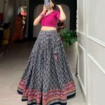 Women's Printed Ethnic Lehenga Choli Set with Embroidered Blouse ? Stylish Festive Wear - AllHandmadeGoods