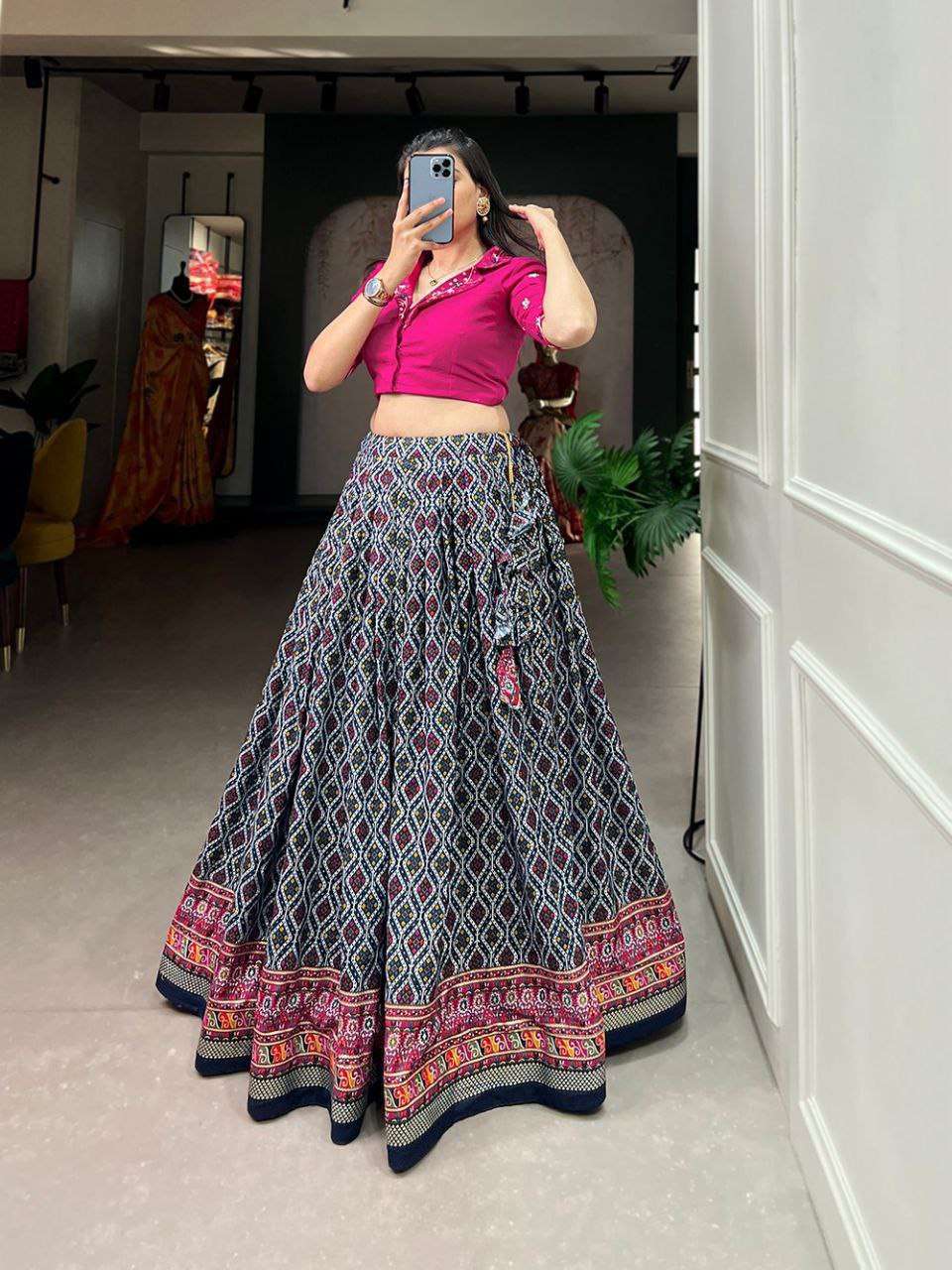 Women's Printed Ethnic Lehenga Choli Set with Embroidered Blouse ? Stylish Festive Wear - AllHandmadeGoods