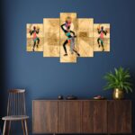 Colorful tribal art wall painting featuring dancing women – perfect for living room or festive decor.