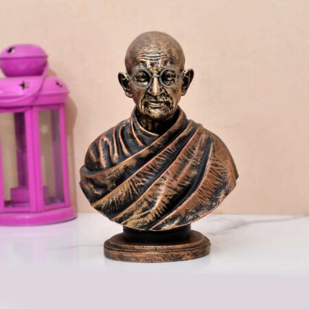 Vintage bronze Mahatma Gandhi idol, handmade decorative statue for festive and spiritual decor