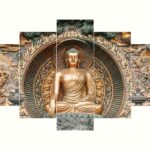 Elegant bronze Buddha sculpture digital wall art – traditional decor symbolizing enlightenment and harmony.