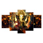 Artistic Lord Ganesh digital wall painting – luxury modern spiritual decor for temple or gifting.