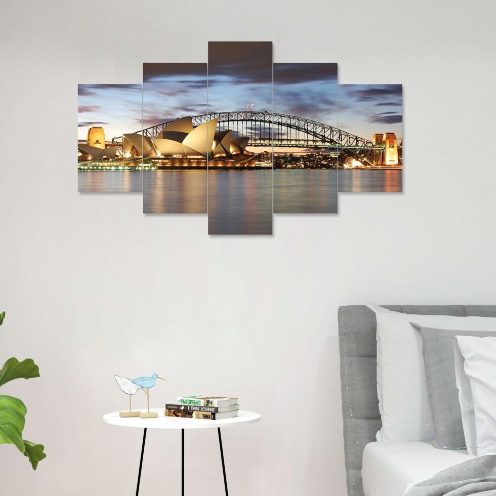 Beautiful Sydney Harbour Bridge night view digital wall art – contemporary decor for home or office.
