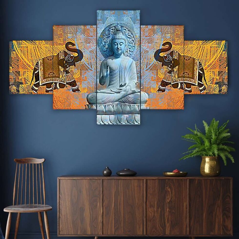 Elegant Lord Buddha digital wall art – Indian-inspired decor symbolizing peace and wisdom.