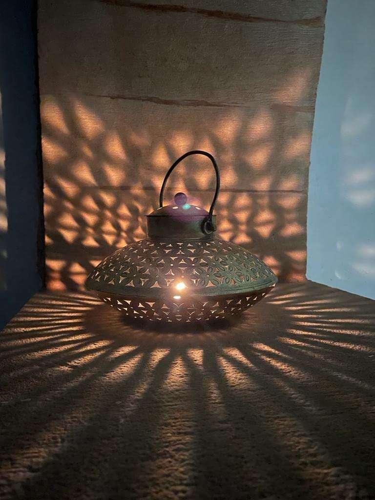 Traditional brass dhoop dan with intricate carving, ideal for festive home fragrance and decoration