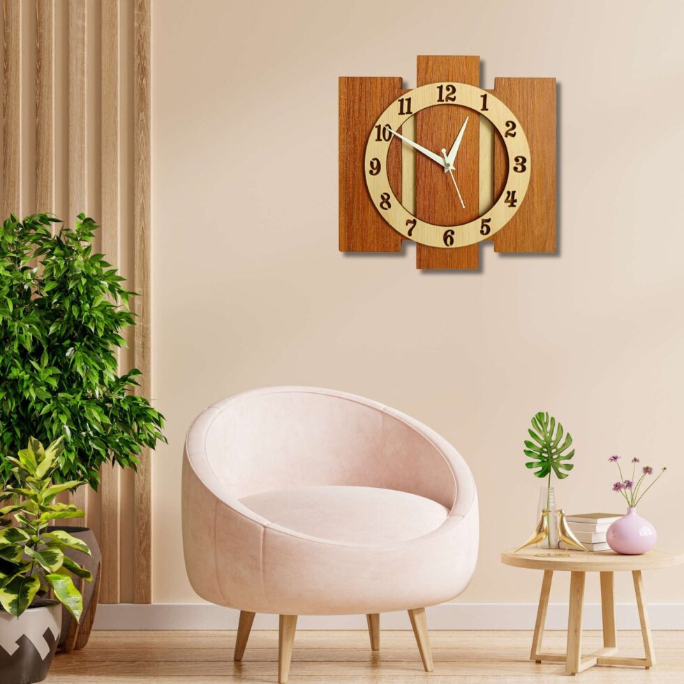 Wooden Silent Non-Ticking Wall Clock for Home Stylish Latest Designer Wall Clock for Home Living Room Bedroom Office Hall - AllHandmadeGoods