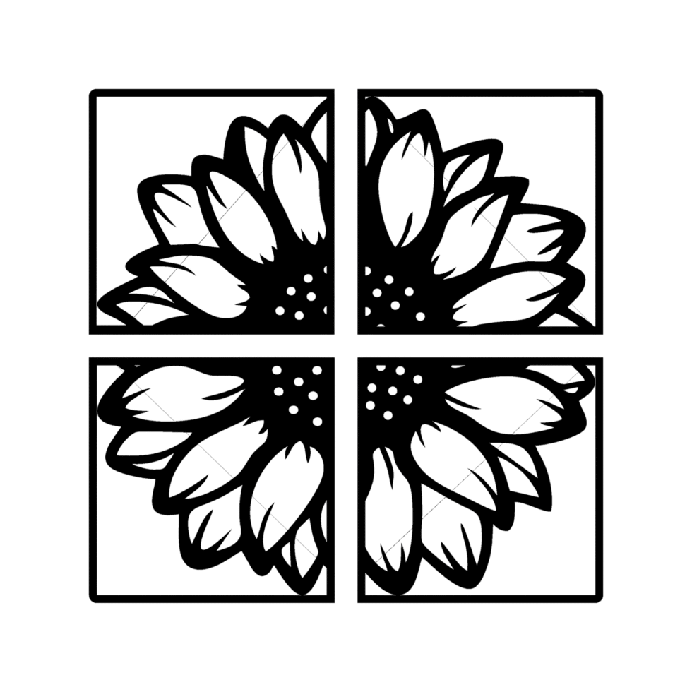 Contemporary floral metal wall art with sunflower petals for stylish interiors.