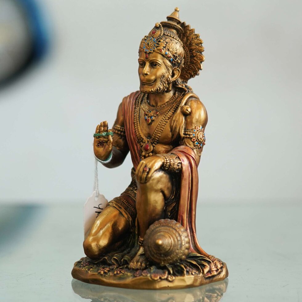 Handcrafted brass Lord Hanuman statue in blessing pose, traditional Diwali festive home decor