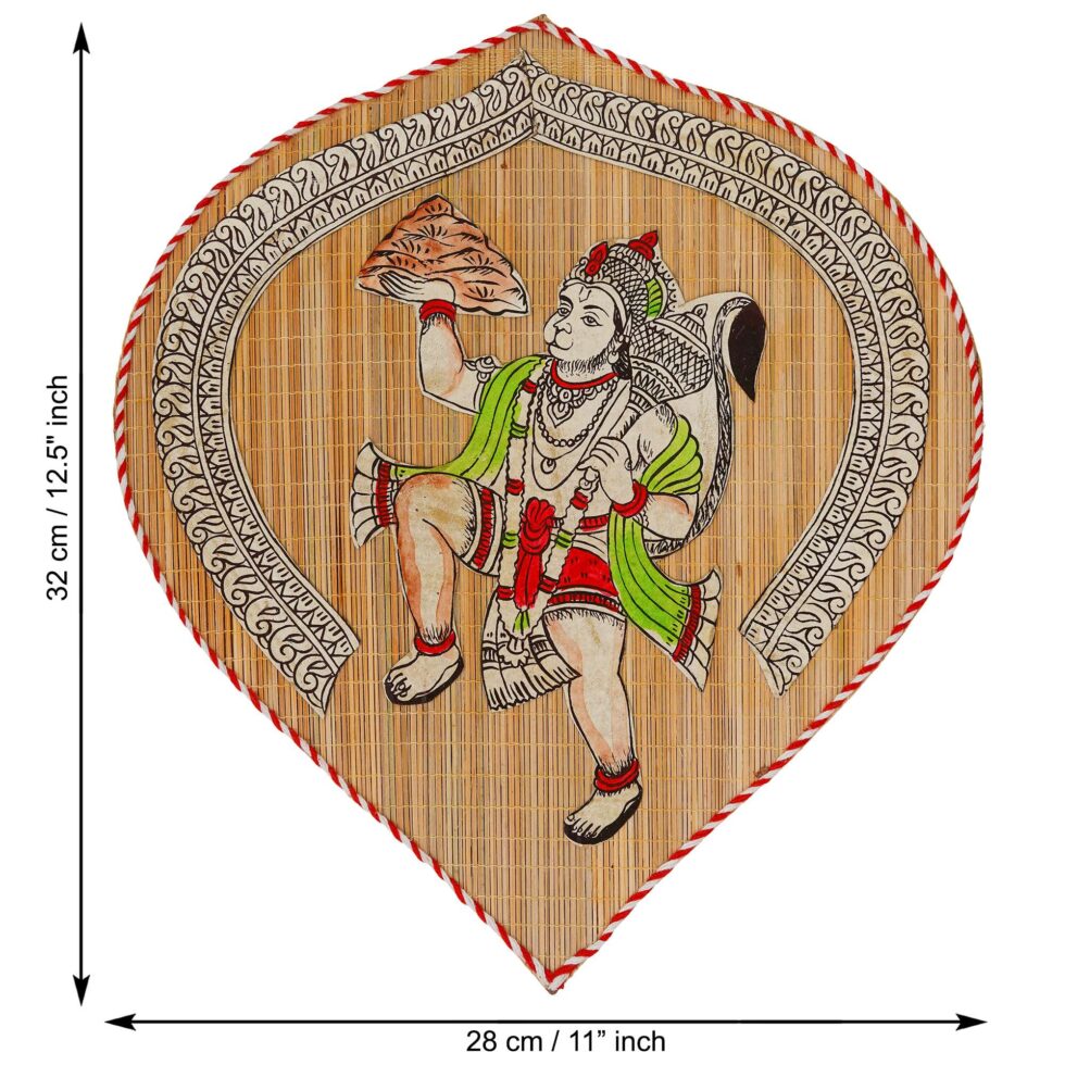 Eco-friendly bamboo wall hanging with Lord Hanuman design, ideal for Diwali decoration and gifting